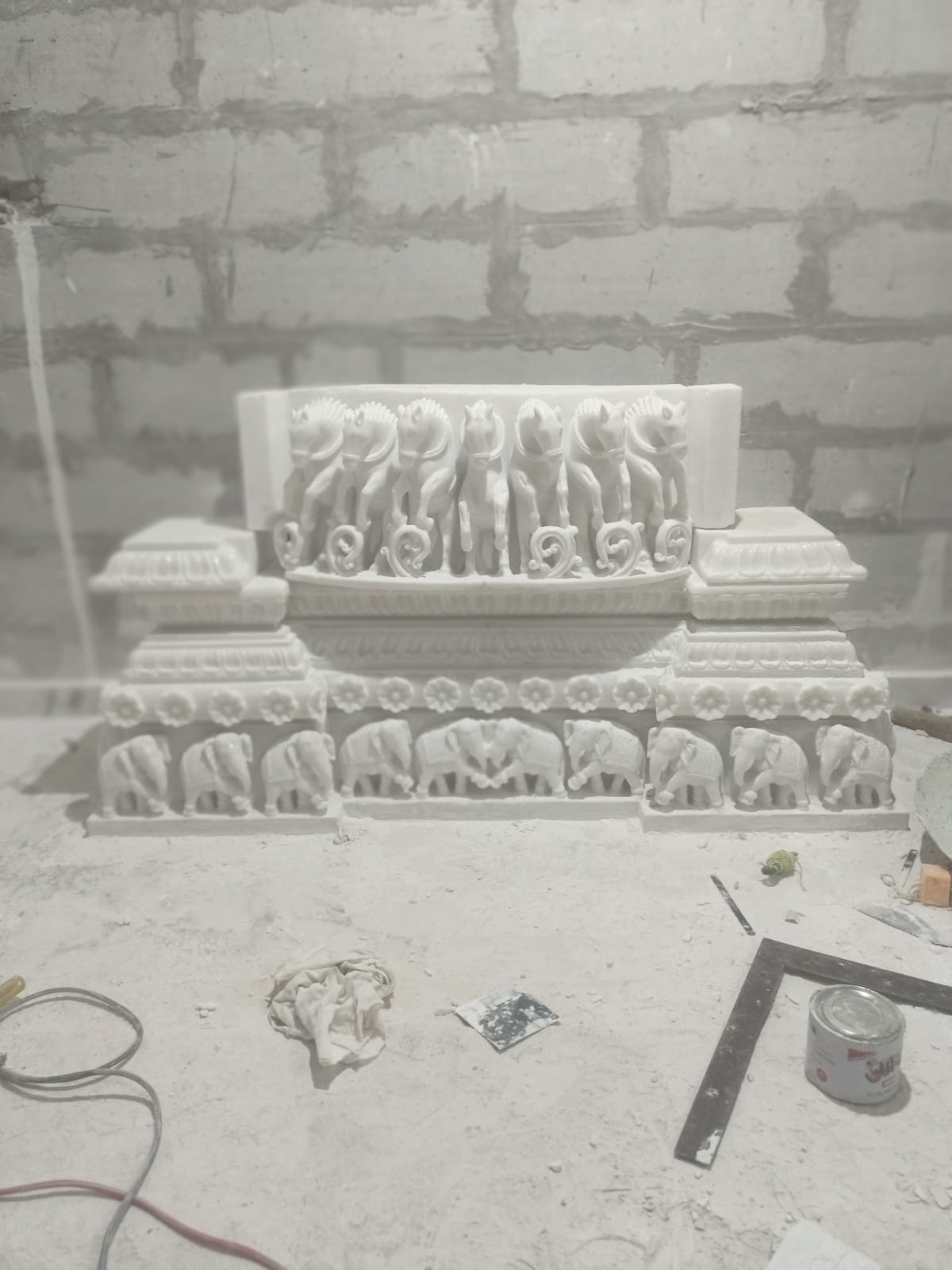 Intricate lotus panel carving